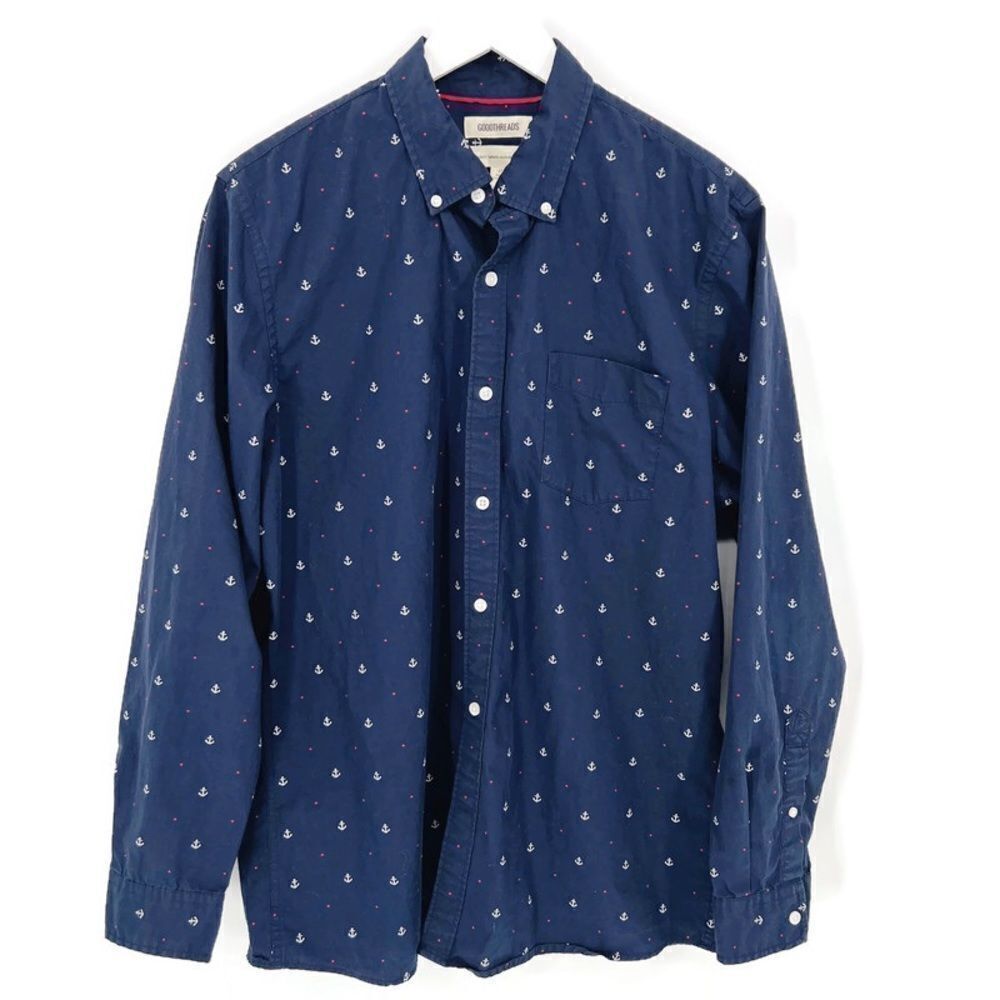 GoodThreads Nautical Anchor Button Up Shirt Sz L‎